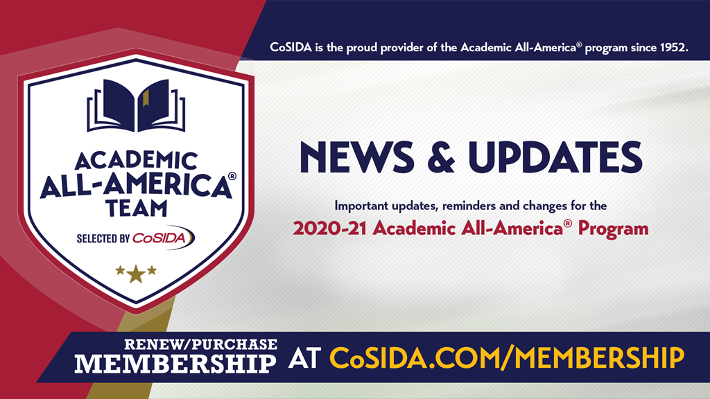Important Updates, Reminders and Changes for the 2020-21 Academic All-America® Program
